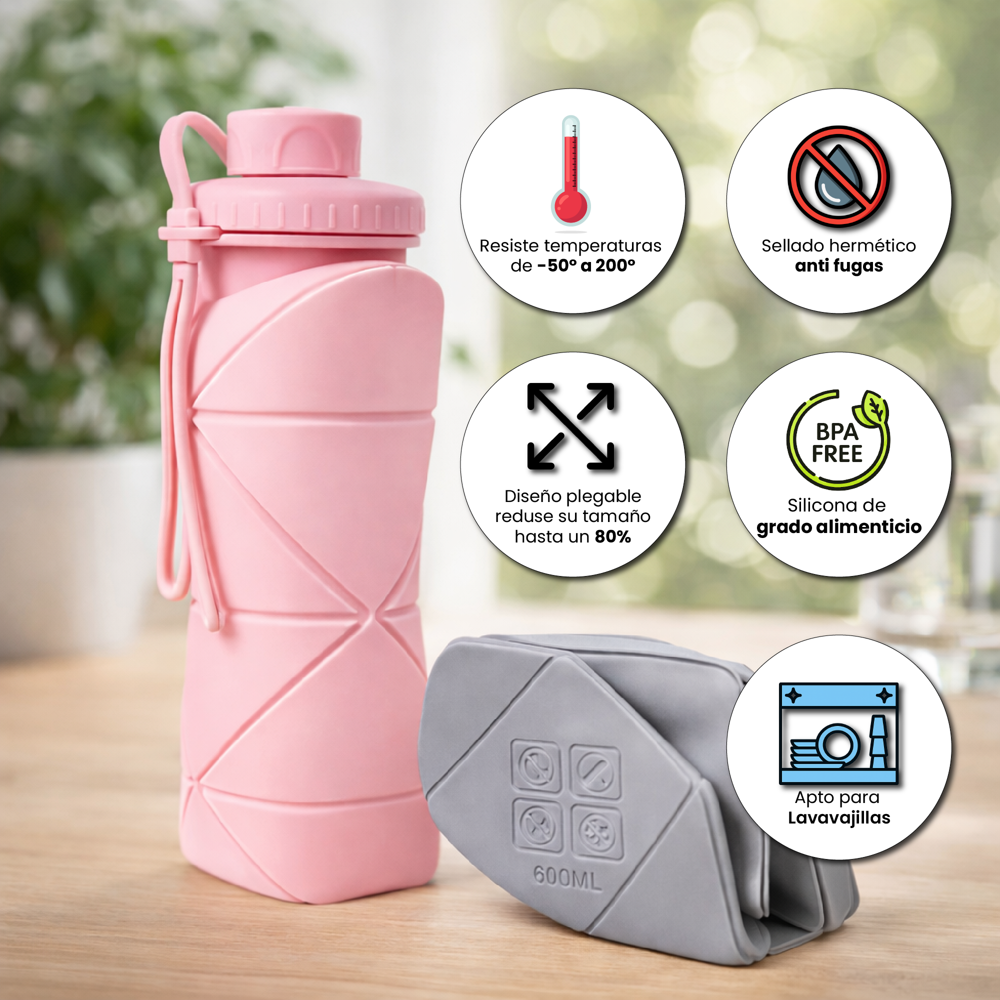 Botella de Agua Plegable de Silicona Flex 💦🎒